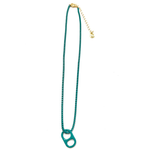 Caryn Lawn Enamel Tab Necklace Turquoise