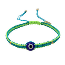 Load image into Gallery viewer, Caryn Lawn Surfside Evil Eye Bracelet- Neon Blue/Green