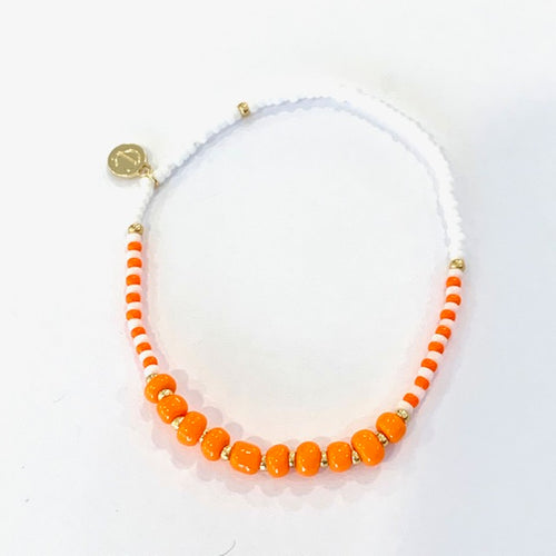 Caryn Lawn Surfside Beaded Bracelet- White/Orange
