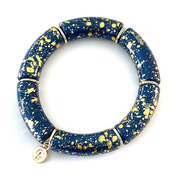 Caryn Lawn Palm Beach Bracelet Thick Navy/Gold Splatter