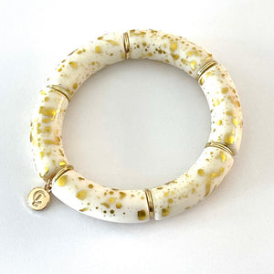 Caryn Lawn Palm Beach Bracelet Thick Vanilla/Gold Spatter
