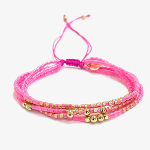 Caryn Lawn 5 Strand Seed Bead Bracelet Pink
