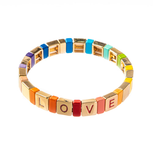 Caryn Lawn Tile Bracelet- Rainbow Love