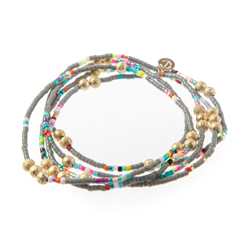 Caryn Lawn Malibu Wrap Bracelet/Necklace Grey Multi