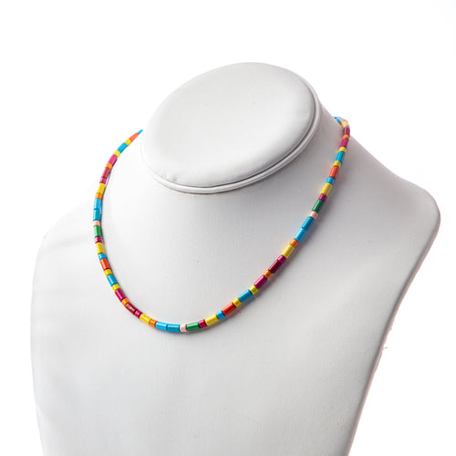 Caryn Lawn Tube Tile Necklace - Rainbow