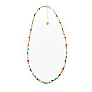 Caryn Lawn Tube Tile Necklace- Gold Rainbow