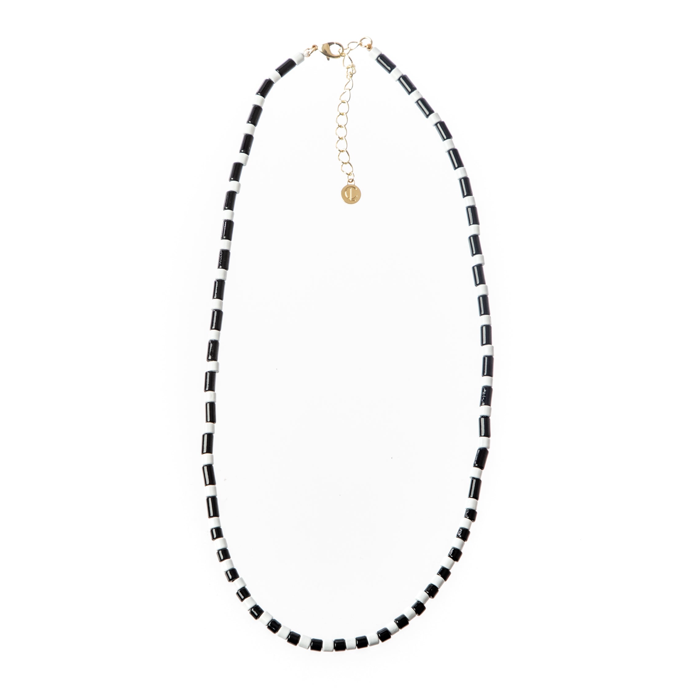 Caryn Lawn Tube Tile Necklace- Black/White