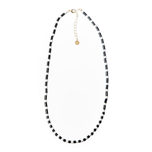 Caryn Lawn Tube Tile Necklace- Black/White