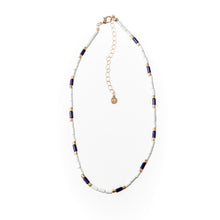 Load image into Gallery viewer, Caryn Lawn Tube Tile Necklace- Navy/White/Gold