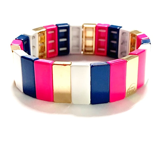 Caryn Lawn Tile Bead Bracelet - Preppy Stripe
