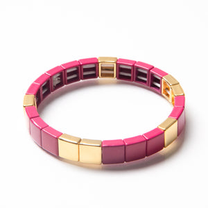 Caryn Lawn Tile Bead Bracelet - Fuschia/Gold