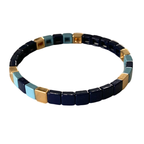 Caryn Lawn Tiny Tile Bracelet- Preppy Blue