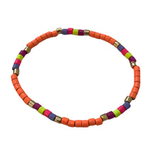 Load image into Gallery viewer, Caryn Lawn Seashore Tube Bracelet- Neon Orange Multi
