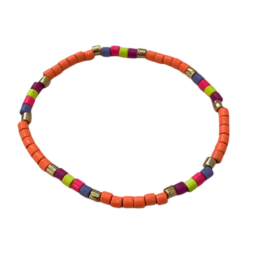 Caryn Lawn Seashore Tube Bracelet- Neon Orange Multi