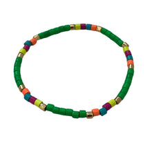 Load image into Gallery viewer, Caryn Lawn Seashore Tube Bracelet- Neon Kelly Green Multi