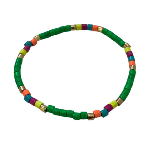 Caryn Lawn Seashore Tube Bracelet- Neon Kelly Green Multi