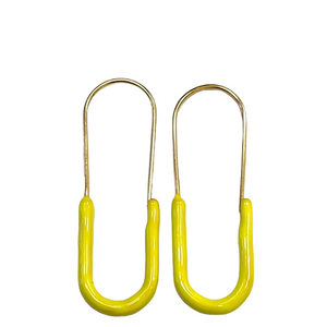 Caryn Lawn Paperclip Enamel Earring Yellow