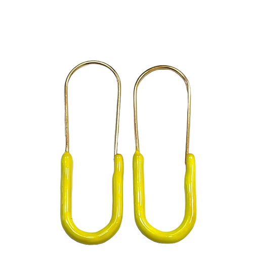 Caryn Lawn Paperclip Enamel Earring Yellow