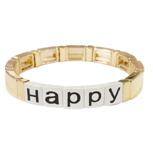 Caryn Lawn Word Tile Bracelet- Happy