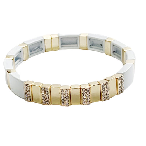 Caryn Lawn Crystal Tile Bracelet- White