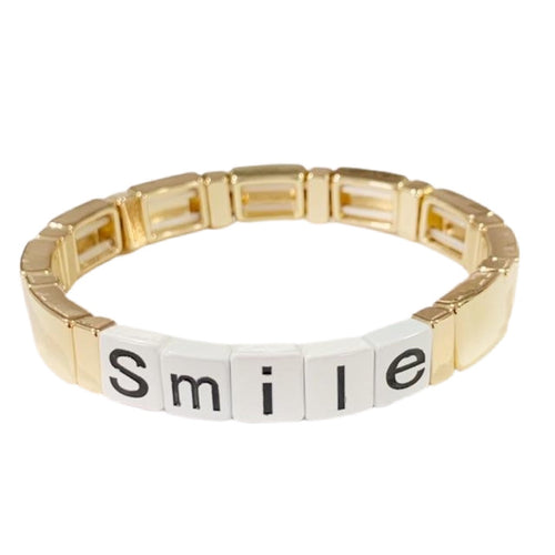 Caryn Lawn Word Tile Bracelet- Smile