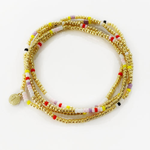 Caryn Lawn Seed Bead Bracelet Set- Golden Bright