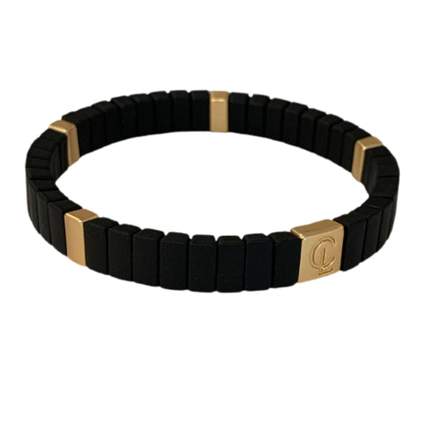 Caryn Lawn Tile Mini Bar Bracelet- Matte Black