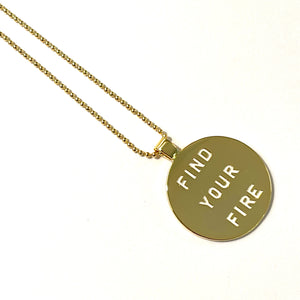 Caryn Lawn Word Plate Necklace- Find your fire