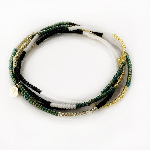 Caryn Lawn Seed Bead Bracelet Set- Hunter Green