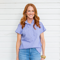 Caryn Lawn Emily Top Purple Stripe