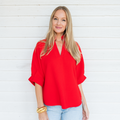 Caryn Lawn Caroline Top Red Waffle