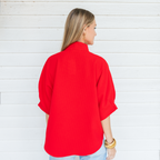 Caryn Lawn Caroline Top Red Waffle