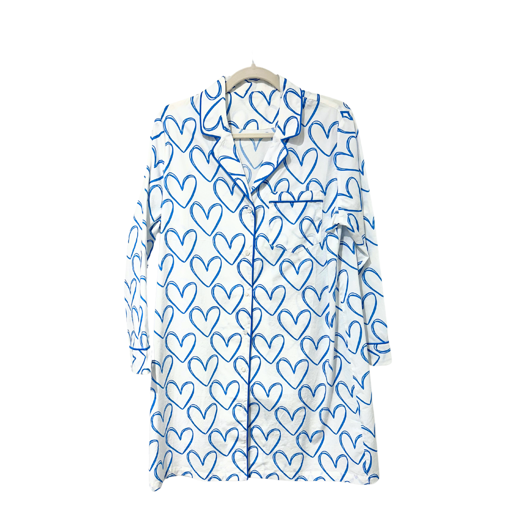 Caryn Lawn Blue Heart Sleep Shirt
