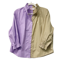 Load image into Gallery viewer, Caryn Lawn Kelsey Contrast Top Lavender and Khaki