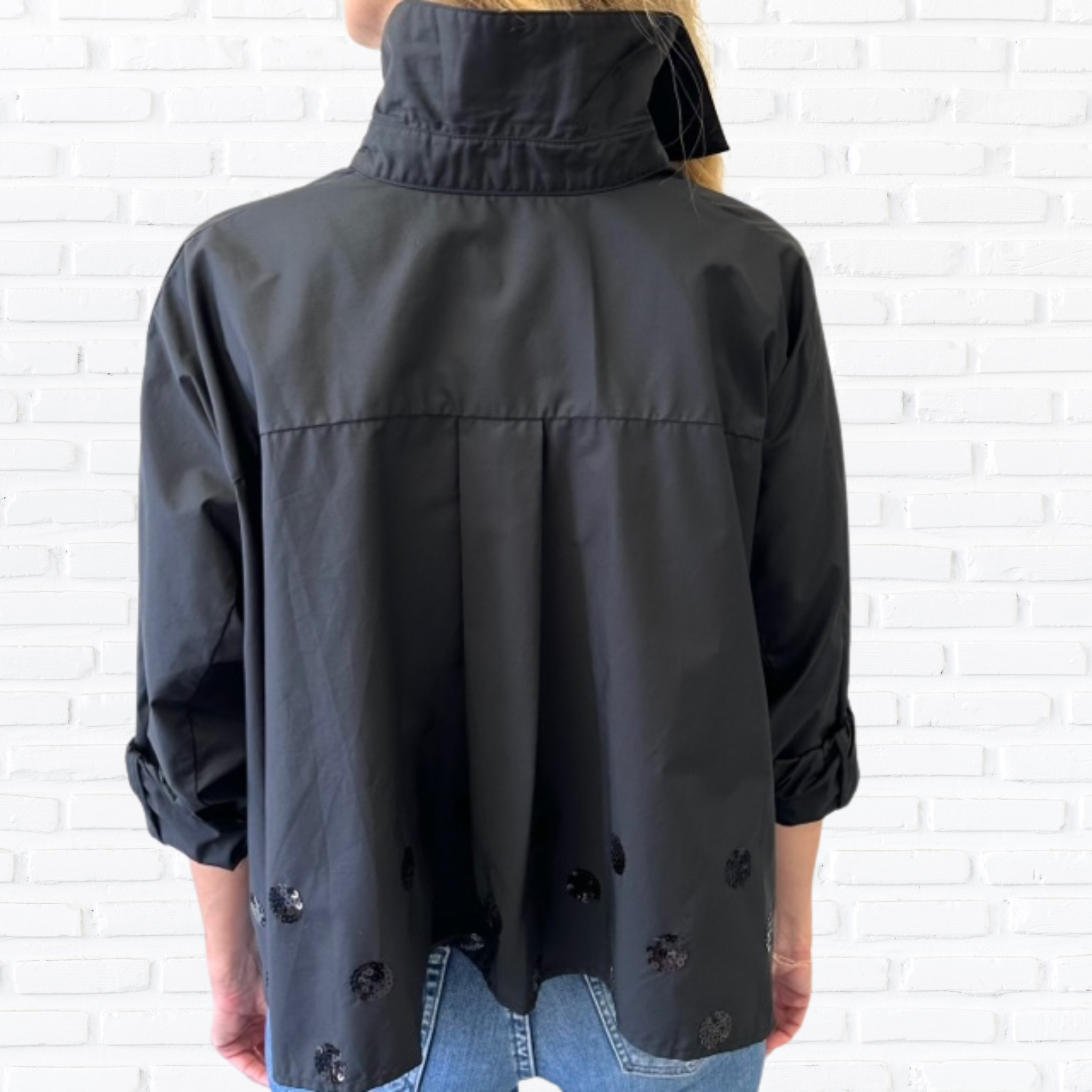 Caryn Lawn Abby Swing Sequin Top Black