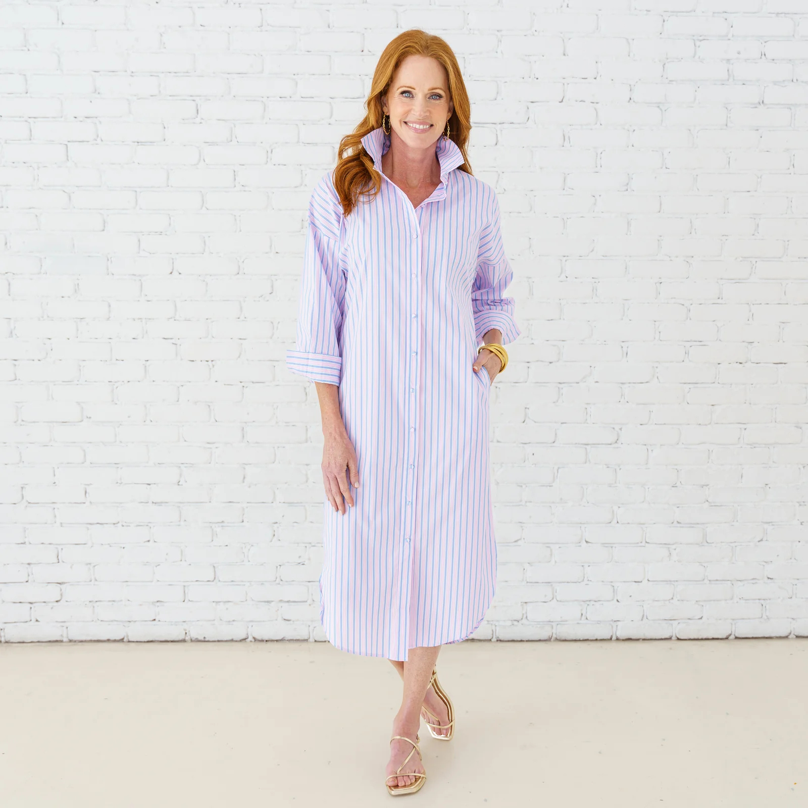 Caryn Lawn Phoebe Dress Pink and Blue