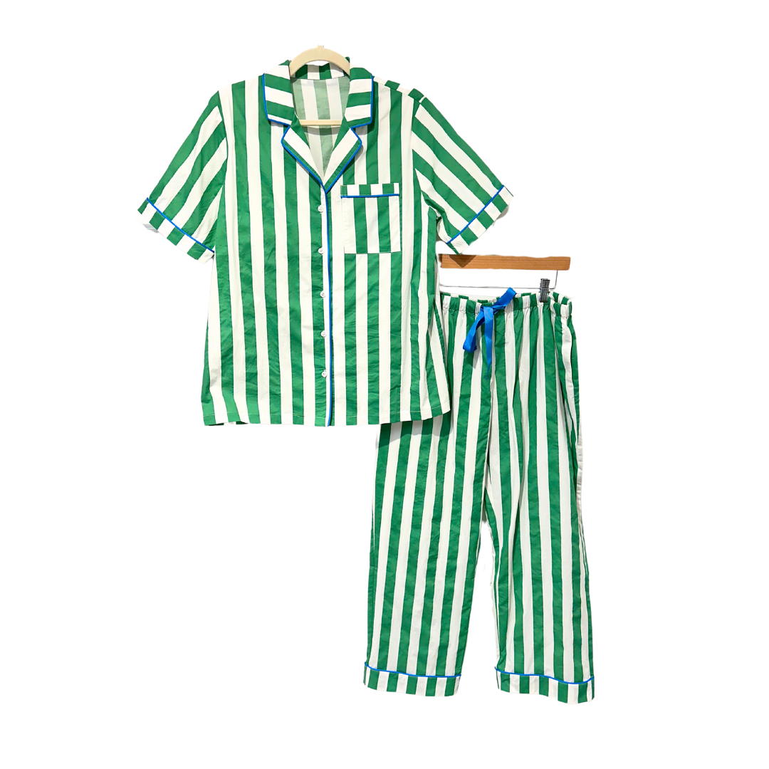 Caryn Lawn Green Stripe PJ Set