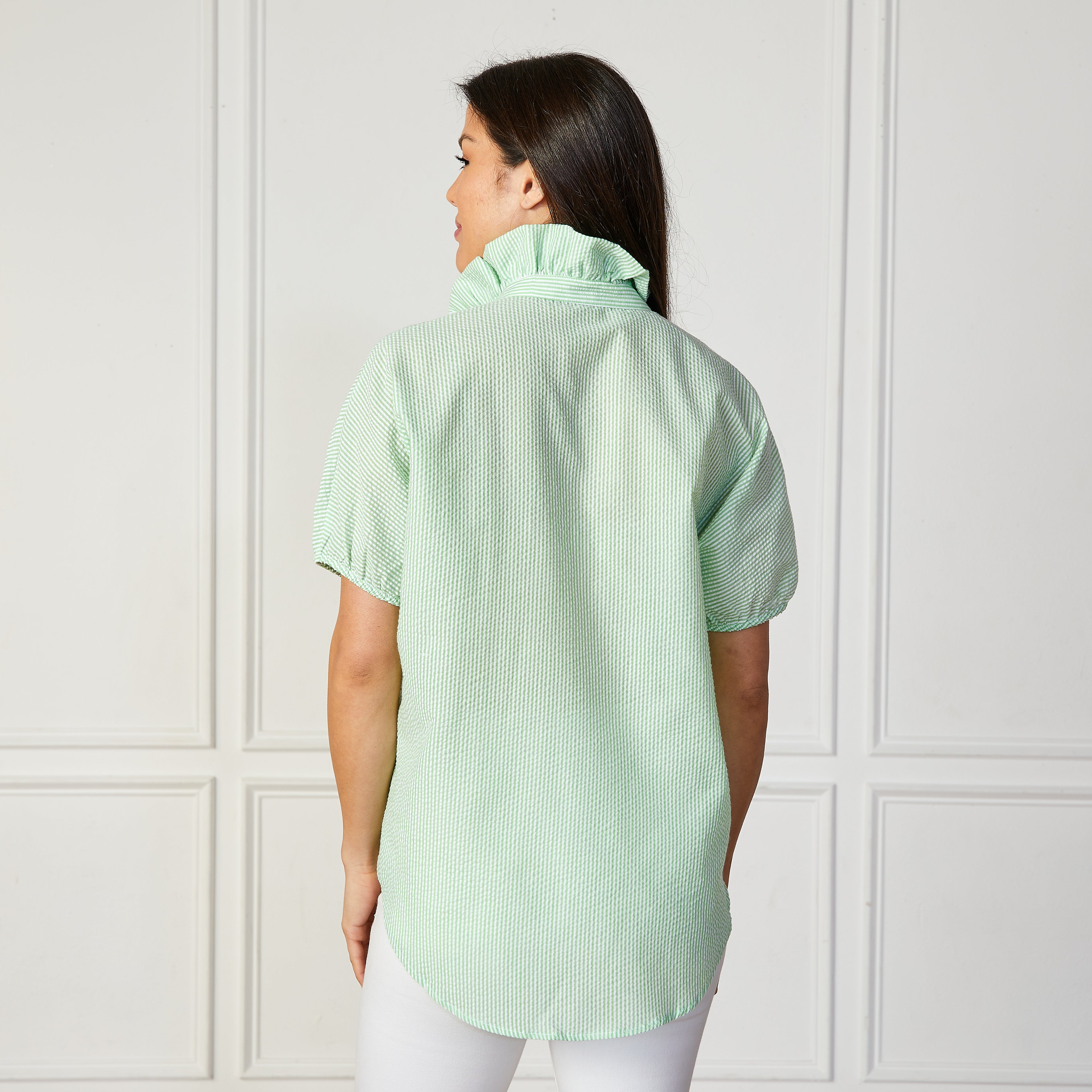 Caryn Lawn Sissy Seersucker Top Lime