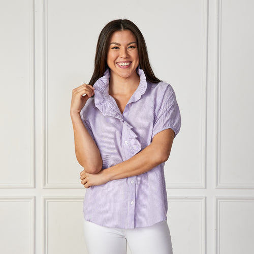 Caryn Lawn Sissy Seersucker Top Lavender