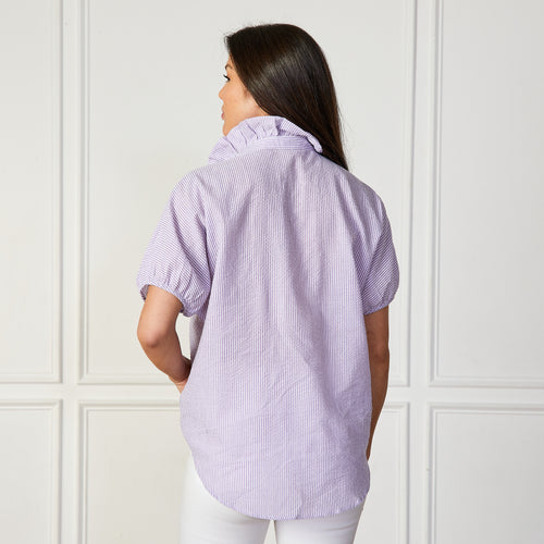 Caryn Lawn Sissy Seersucker Top Lavender