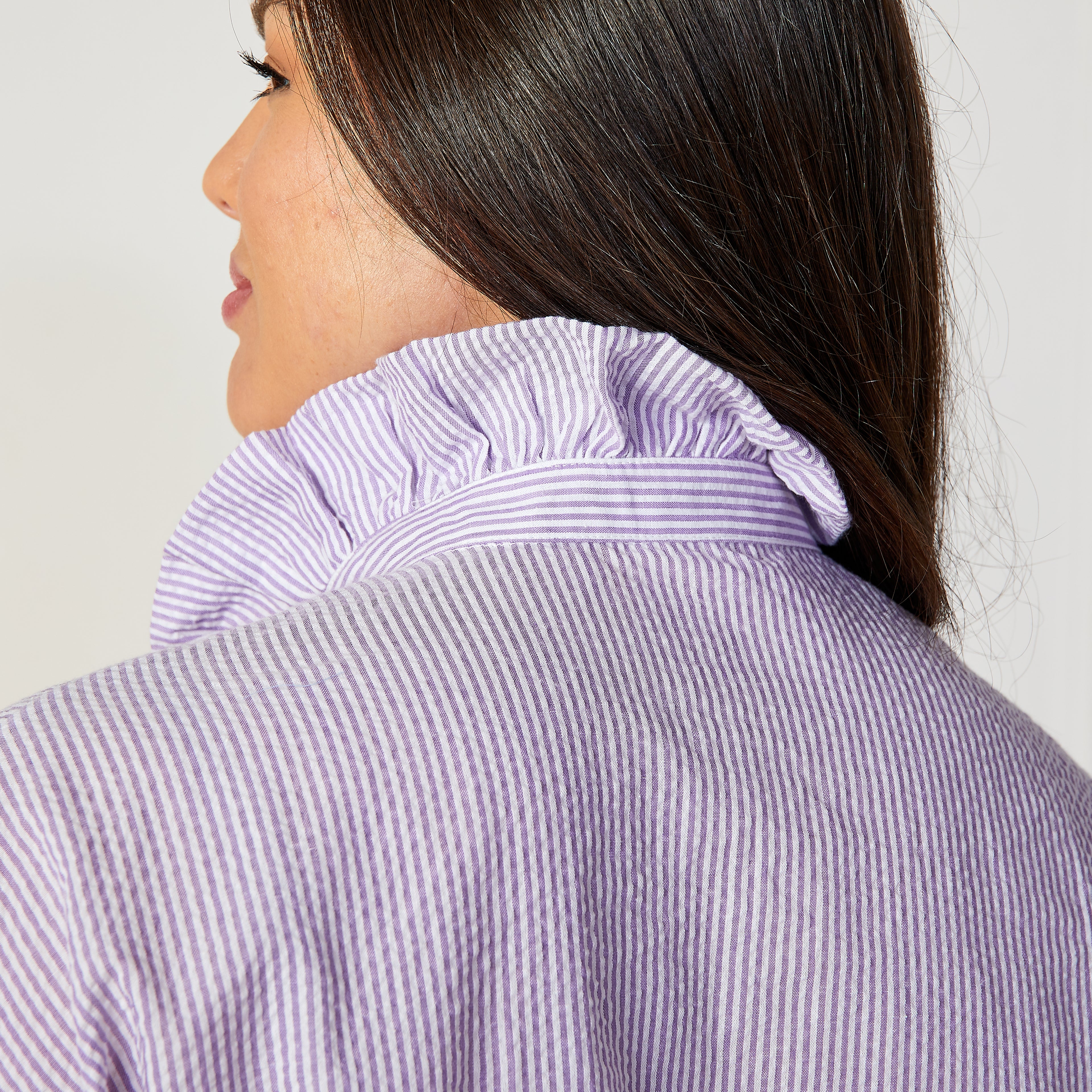 Caryn Lawn Sissy Seersucker Top Lavender