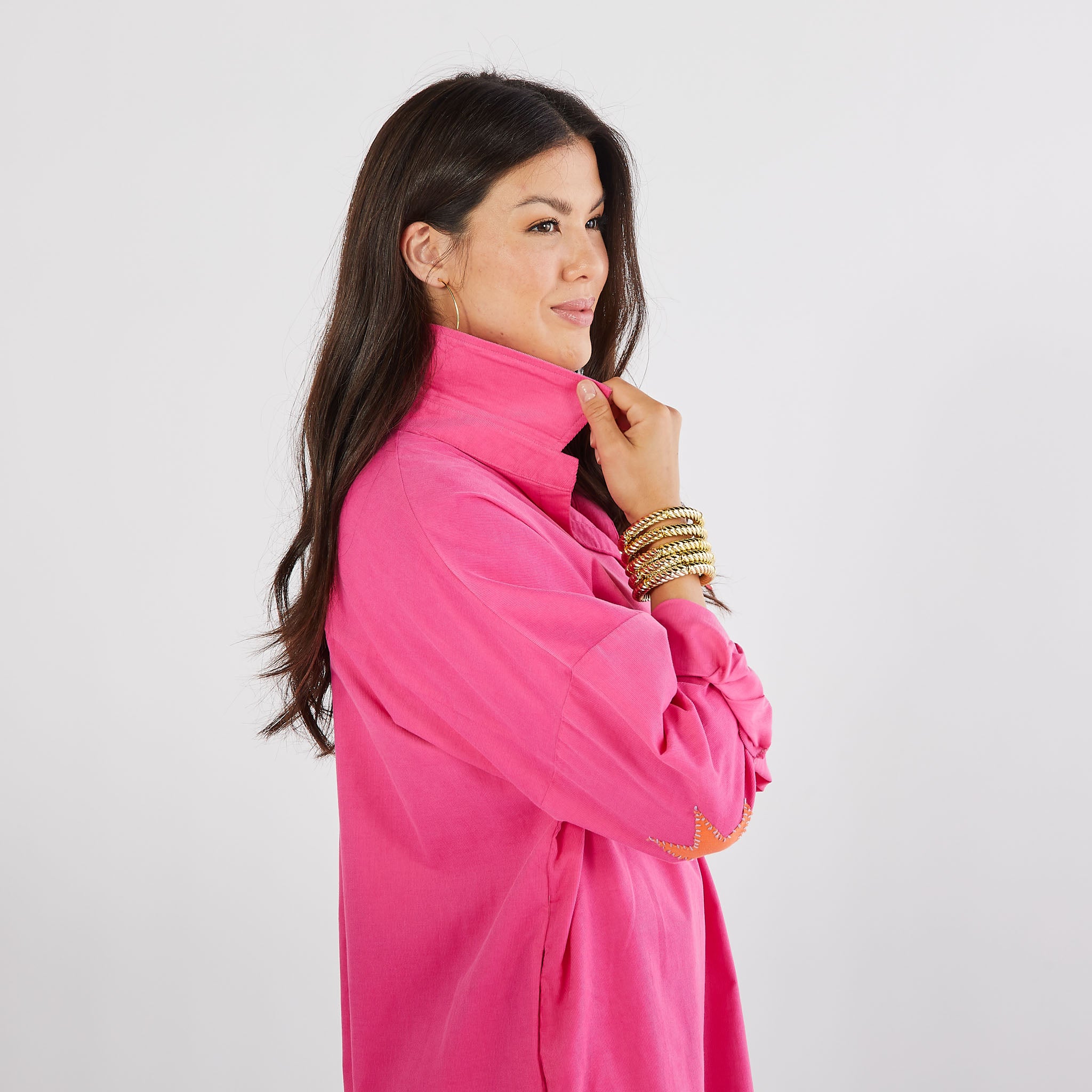 Caryn Lawn Preppy Dress Corduroy Pink