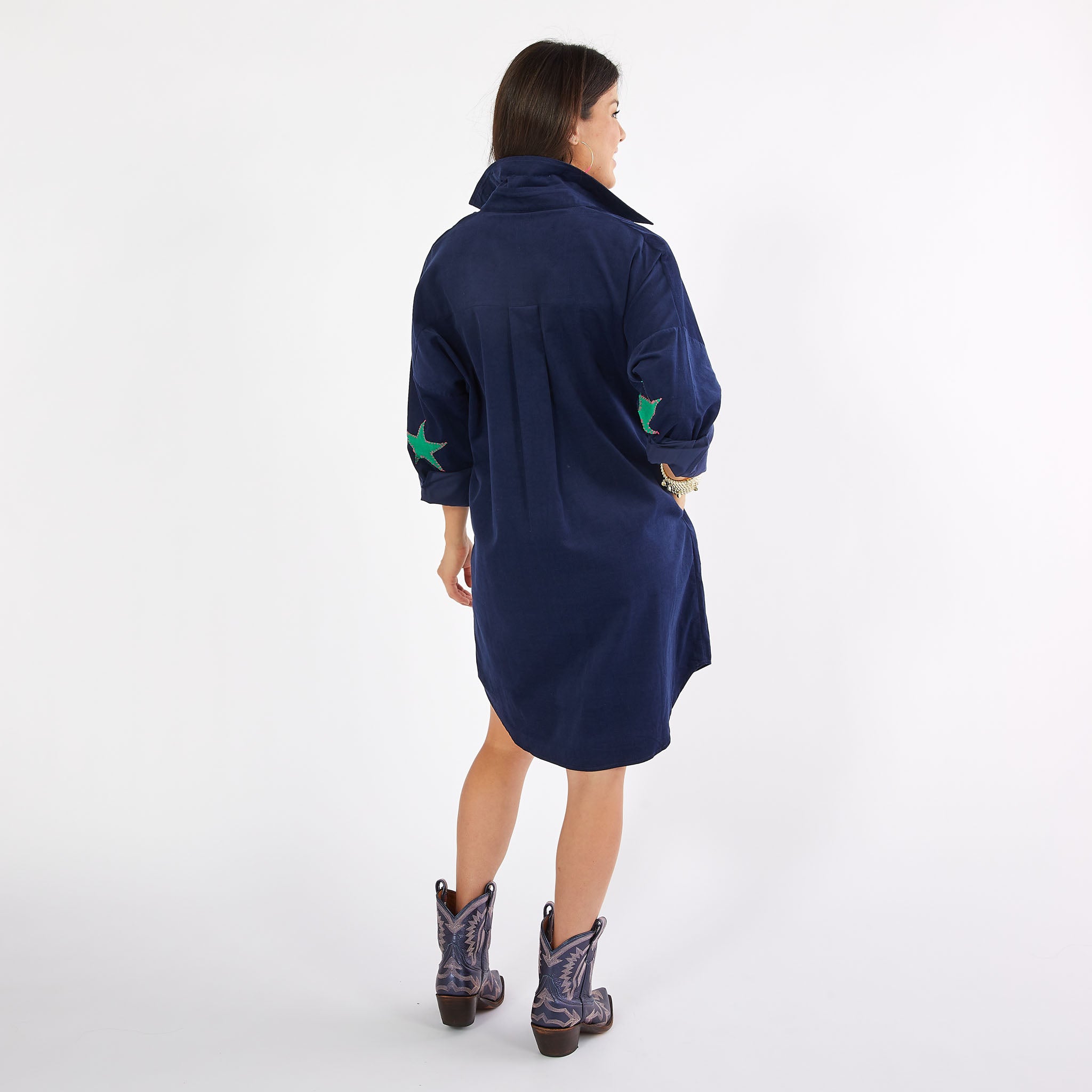 Caryn Lawn Preppy Dress Corduroy Navy