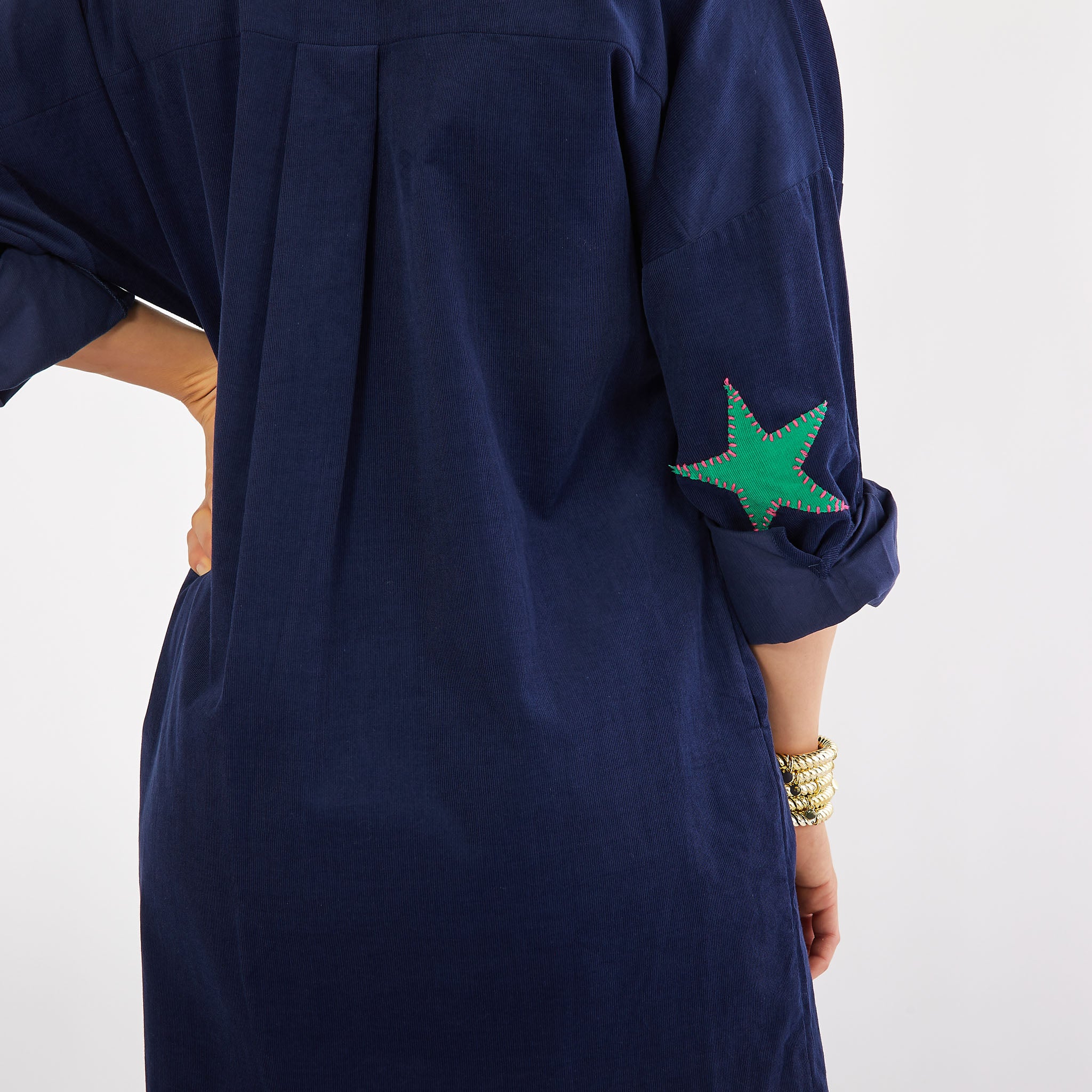 Caryn Lawn Preppy Dress Corduroy Navy