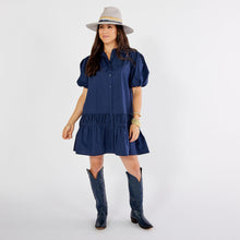 Load image into Gallery viewer, Caryn Lawn Smith Dress Navy Petite