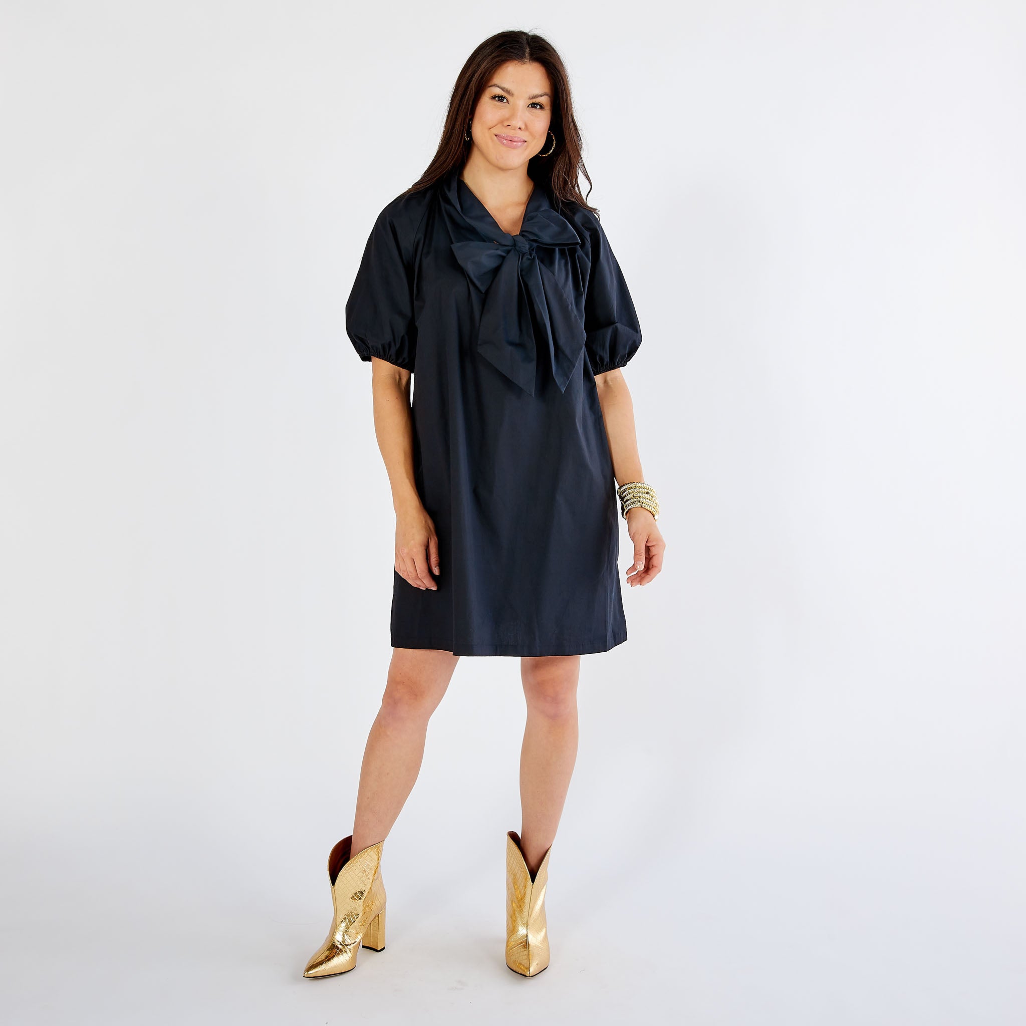 Caryn Lawn Ryan Bow Dress Navy