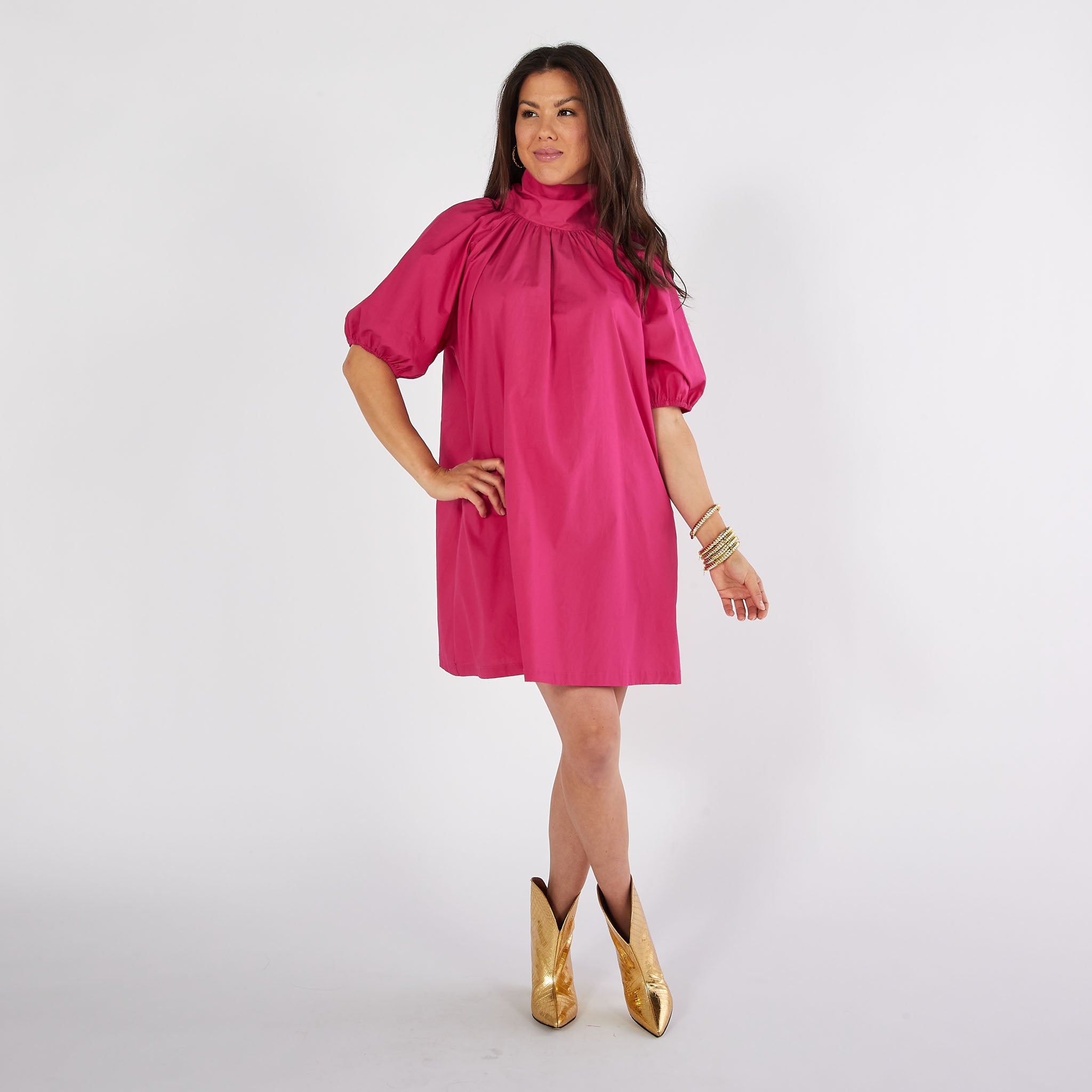 Caryn Lawn Ryan Bow Dress Pink