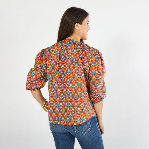 Asher Top Orange Print