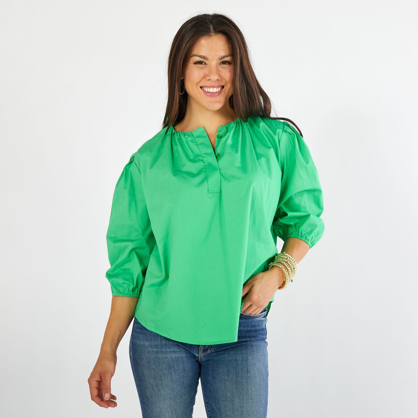 Caryn Lawn Asher Top Kelly Green