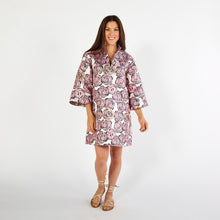 Load image into Gallery viewer, Caryn Lawn Keri Jacquard Rose Dress Navy and Pink